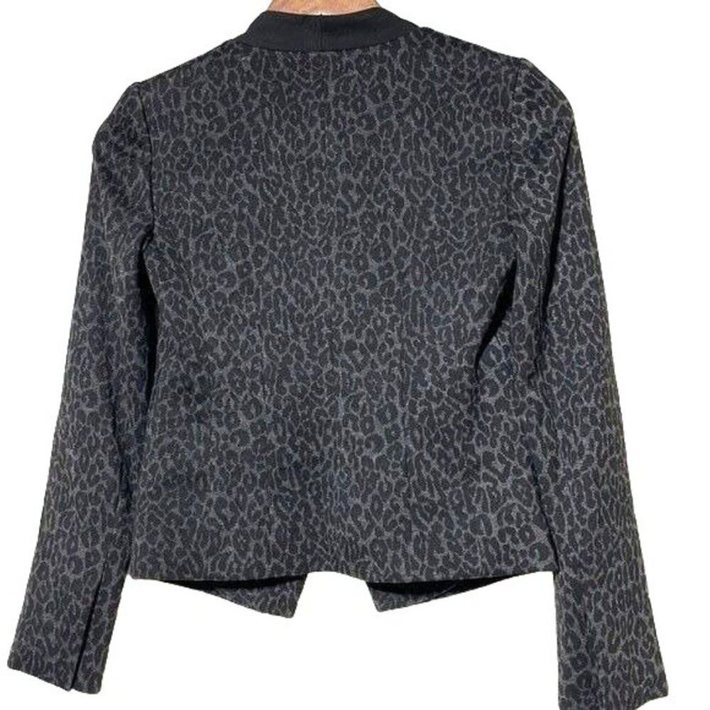 Ann Taylor Loft Leopard print black and grey jacket blazer size 00 petite - Picture 2 of 10